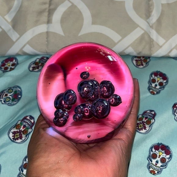 Vintage Made in Sweden 2” Bubbles in Bubble Glass Paperweight - Picture 1 of 3